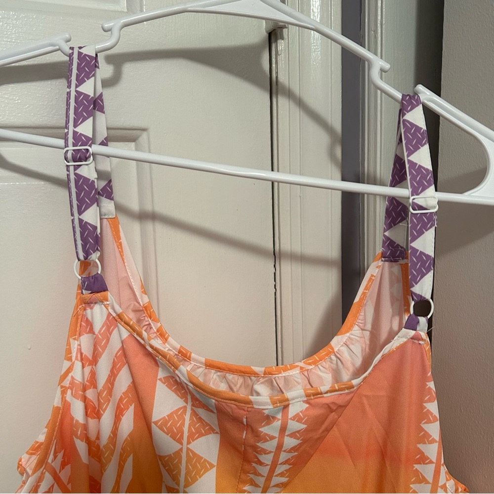 Gradient Yellow to Purple Striped Maxi Dress with Tie Waist - Picture 6 of 7